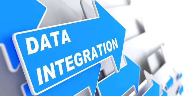 Data Integration. Information Concept.  Blue Arrow with Data Integration slogan on a grey background. 3D Render.