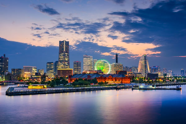 Yokohama, Japan skyline at the bay.